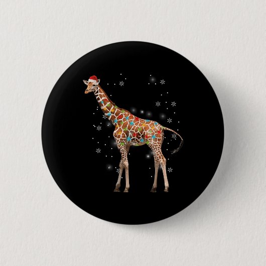 Giraffe Tree Light Christmas Pajama Xmas Animal Lo Ronde Button 5,7 Cm (Voorkant)