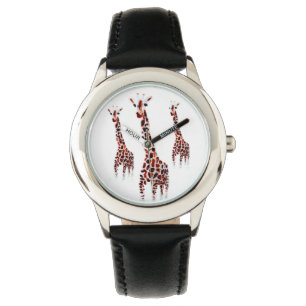 Giraffe Trio Wild Animal Art Horloge