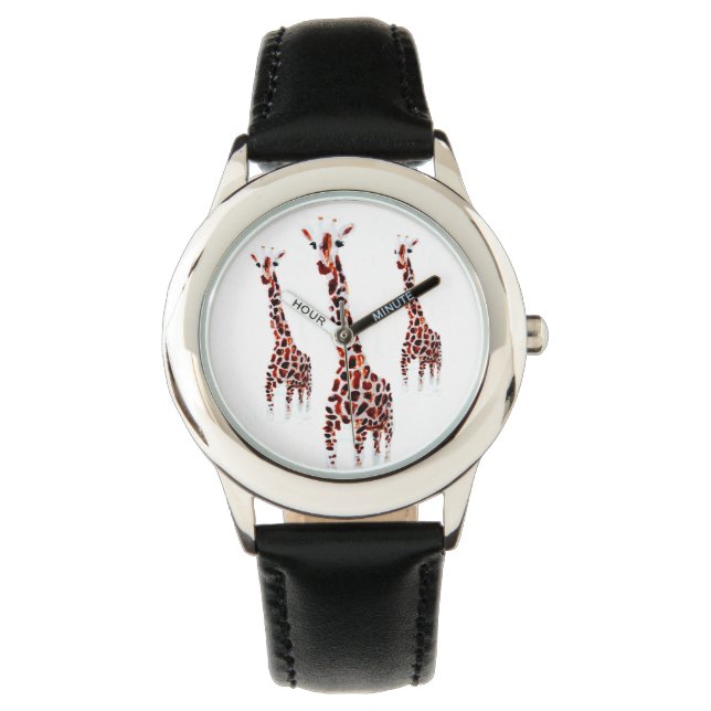 Giraffe Trio Wild Animal Art Horloge (Voorkant)