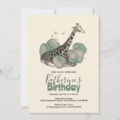 Giraffe Tropical Greenery Animal Birthday Party  Kaart (Voorkant)