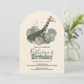 Giraffe Tropical Greenery Animal Birthday Party  Kaart (Staand voorkant)