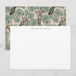 Giraffe Tropisch blad gepersonaliseerd schrijfpapi Notitiekaartje