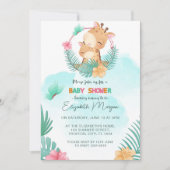 Giraffe Tropisch Bos Blauw Thema Kaart (Voorkant)