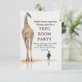 Giraffe TRPG-kamerpartijuitnodiging RSVP Kaartje (Staand voorkant)