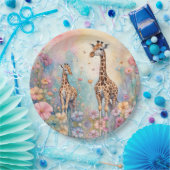 Giraffe Tuin Pastel Papieren Bordje (Feest)