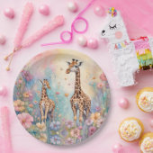 Giraffe Tuin Pastel Papieren Bordje (Feest)