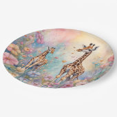 Giraffe Tuin Pastel Papieren Bordje (Gekanteld)