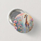 Giraffe Tuin Pastel Ronde Button 3,2 Cm (Voorkant /achterkant)