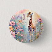 Giraffe Tuin Pastel Ronde Button 3,2 Cm (Voorkant)