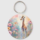 Giraffe Tuin Pastel Sleutelhanger (Voorkant)