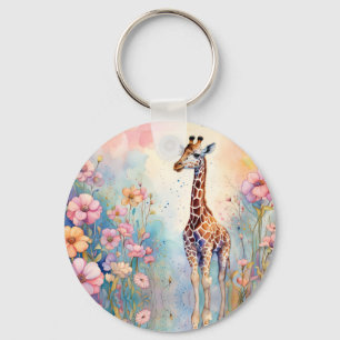 Giraffe Tuin Pastel Sleutelhanger