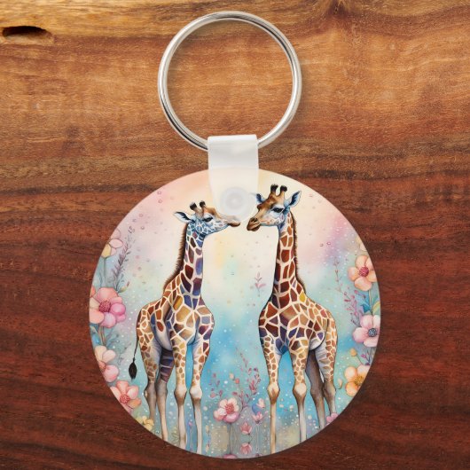 Giraffe Tuin Pastel Sleutelhanger (Achterkant)