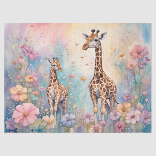 Giraffe Tuin Pastel Tissuepapier (Voorkant)
