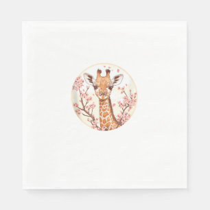 Giraffe tussen kersenbloesems Circle Art Servet