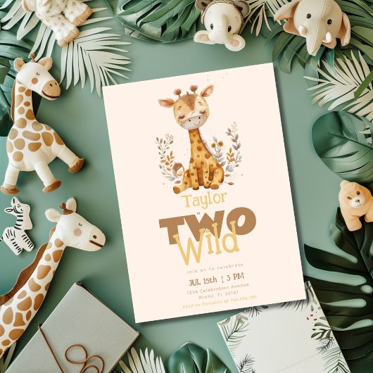 Giraffe twee wilde safaridieren 2e verjaardag kaart