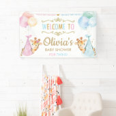 Giraffe Twin Boy Meisje Baby shower Welkom Achterg Spandoek (Insitu)