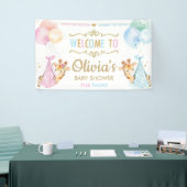 Giraffe Twin Boy Meisje Baby shower Welkom Achterg Spandoek (Beurs)