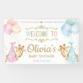 Giraffe Twin Boy Meisje Baby shower Welkom Achterg Spandoek (Horizontaal)