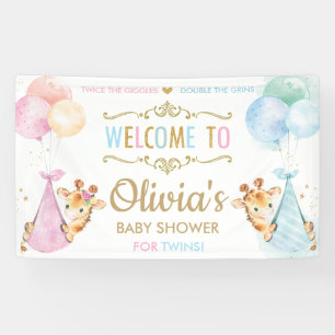 Giraffe Twin Boy Meisje Baby shower Welkom Achterg Spandoek