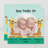 Giraffe Twins Geboorte Aankondiging (Voorkant / Achterkant)
