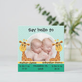 Giraffe Twins Geboorte Aankondiging (Staand voorkant)