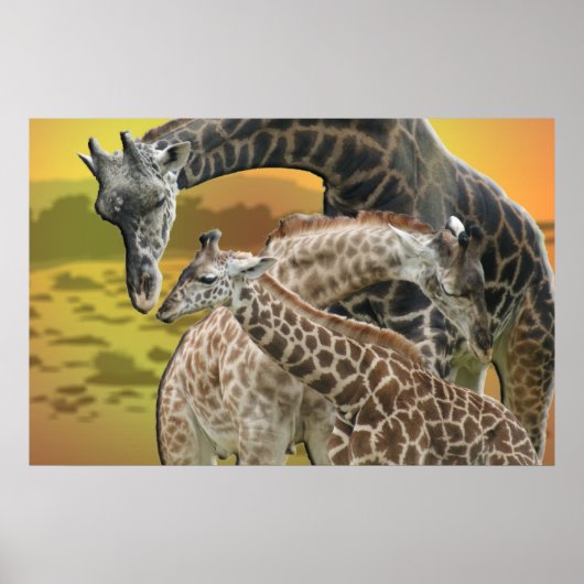 GIRAFFE TWISTER VERLIES DRIEHOEKSE KADERAFDRUKKING POSTER (Voorkant)