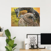 GIRAFFE TWISTER VERLIES DRIEHOEKSE KADERAFDRUKKING POSTER (Thuiskantoor)