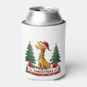 Giraffe Ugly Christmas Sweaters Funny Santa Hat Li Blikjeskoeler (Blikje Voorkant)