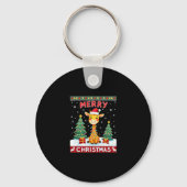 Giraffe Ugly Christmas Sweaters Funny Santa Hat Li Sleutelhanger (Voorkant)