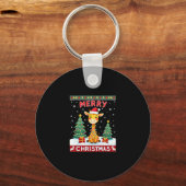 Giraffe Ugly Christmas Sweaters Funny Santa Hat Li Sleutelhanger (Voorkant)