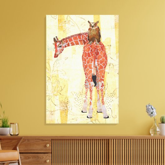 Giraffe & Uil Canvas (Insitu (Woonkamer))