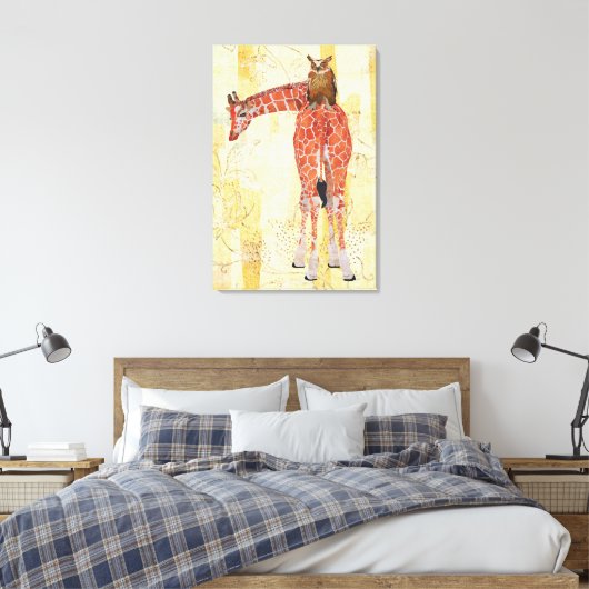 Giraffe & Uil Canvas Afdruk (Insitu (Slaapkamer))