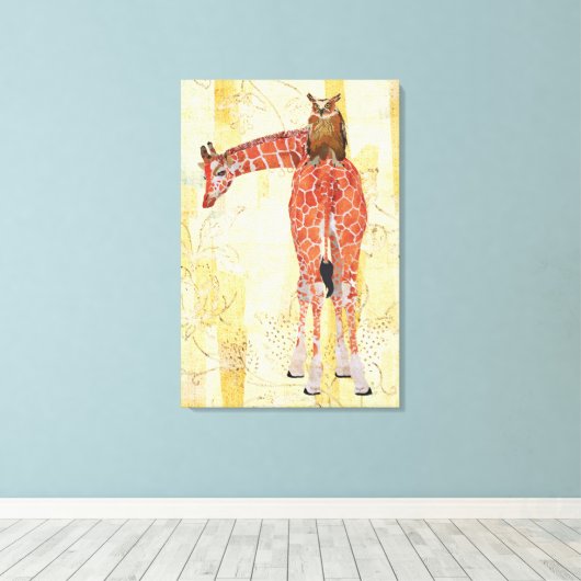 Giraffe & Uil Canvas Afdruk (Insitu (Houten vloer))