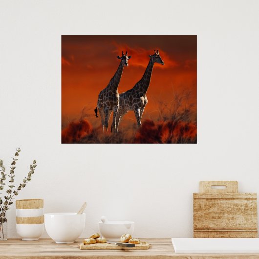 Giraffe uit het Zuid-Afrikaanse wild Poster (Keuken)