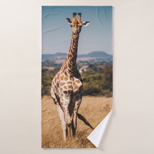 GIRAFFE UITGESCHAKELD MET BROWN GRASS BADHANDDOEK (Badhanddoek)