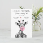 Giraffe - uitnodiging voor een zwarte en witte ver (Staand voorkant)