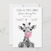 Giraffe - uitnodiging voor een zwarte en witte ver (Voorkant)