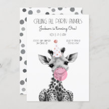 Giraffe - uitnodiging voor een zwarte en witte ver