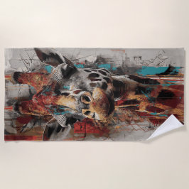 Giraffe Urban Street Art Portrait Strandlaken