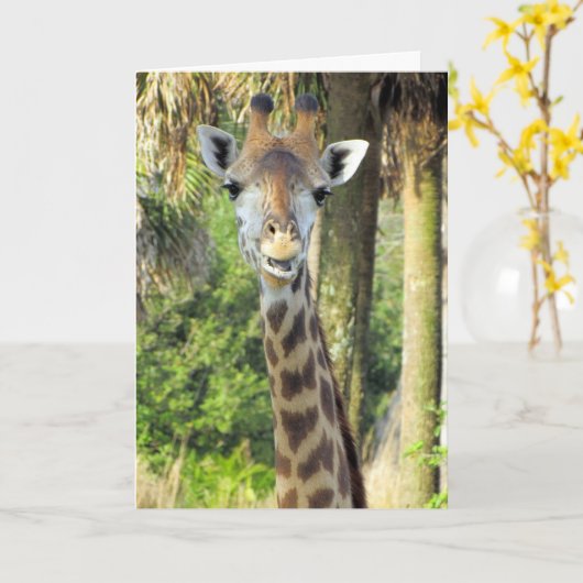 Giraffe Vaderdag Kaart (Gele Bloem)