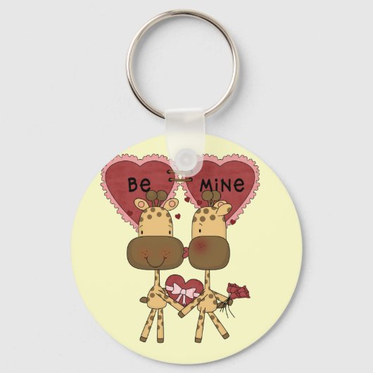 Giraffe Valentijn Love T-shirts en Gifts Sleutelhanger (Voorkant)