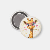 Giraffe Valentijnsdag Hart Badge - Kinderscholen Magneet (Voorkant / Achterkant)