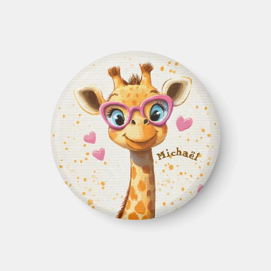 Giraffe Valentijnsdag Hart Badge - Kinderscholen Magneet (Voorkant)