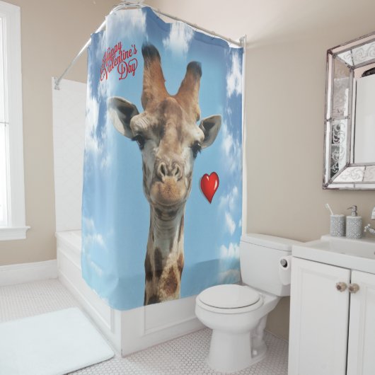 Giraffe Valentijnsdag Shower Curtain Douchegordijn (In situ)