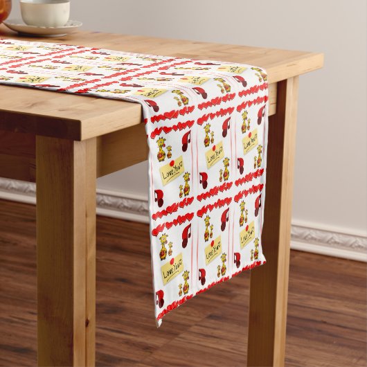 Giraffe Valentijnse tablecloth Runner Korte Tafelloper (Voorbeeld)