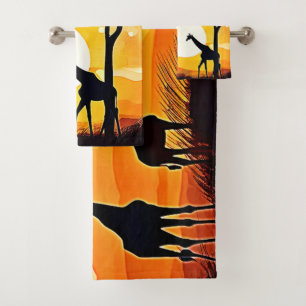 Giraffe van de African Savannah Sunset Bad Handdoek