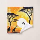 Giraffe van de African Savannah Sunset Bad Handdoek (Wasdoekje)