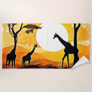 Giraffe van de African Savannah Sunset Strandlaken