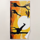 Giraffe van de African Savannah Sunset Strandlaken (Voorkant)