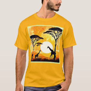 Giraffe van de African Savannah Sunset T-shirt